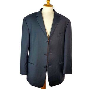 DKNY Macys Black Wool Suit Jacket 3 Button Sport Coat Blazer Mens Size 44R